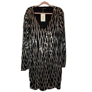 NWT Bloomchic Party Dress size 22 Black Silver Sequins